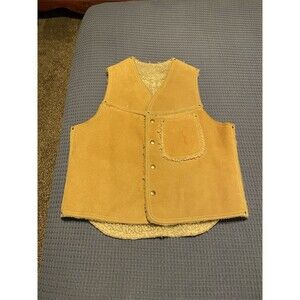 Vintage William Barry Kirk’s Suede Life Vest Sherpa Lined Size Medium
